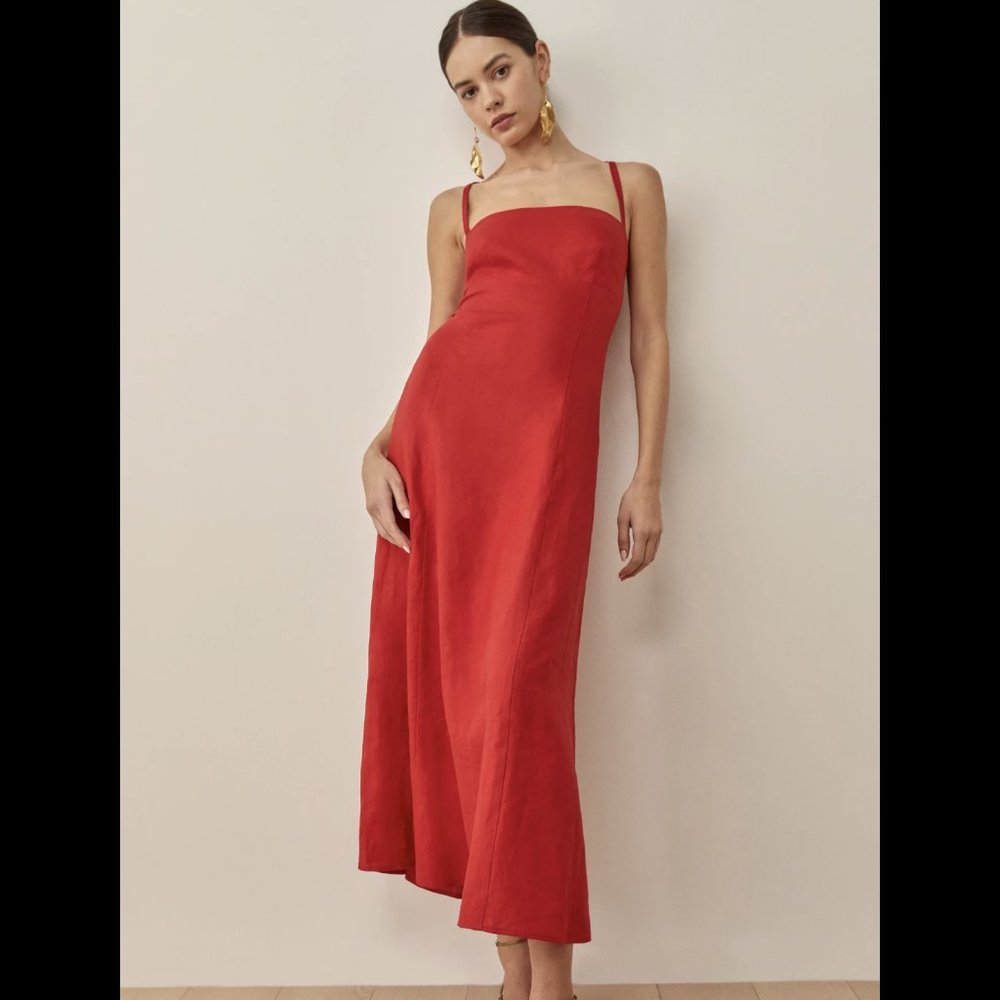 Reformation Rai Red Linen Dress (sz 4)